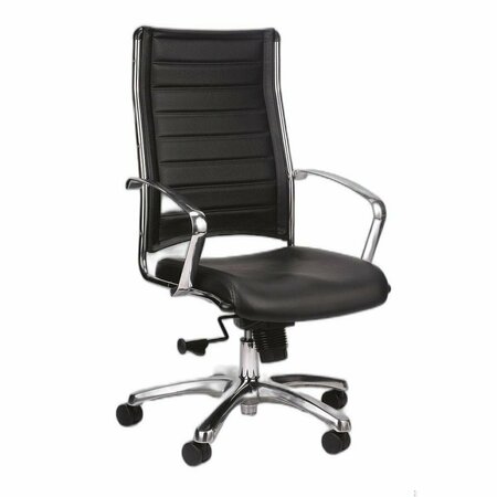 HOMEROOTS Black Leather Chair 22 x 25.5 x 35.8 in. 372384